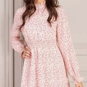 SENLIS Julie Smocked Mini Dress in Pink Country Floral Pattern - Size Small